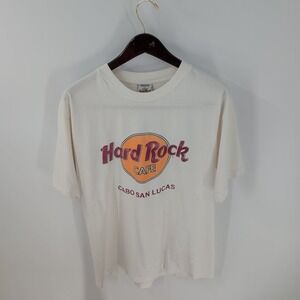 Vintage Hard Rock Cafe Cabo San Lucas Graphic Crew Neck T-Shirt White Size M